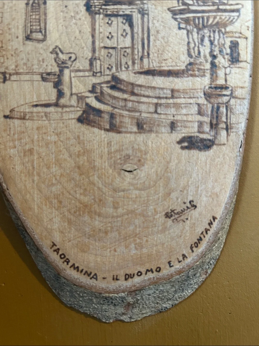 Wood-Burned Oval Wall Art - Natural Wood Tone